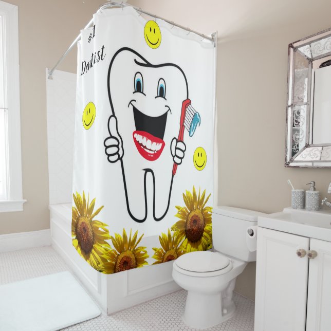 Sunflower Dentist Shower Curtain (In Situ)