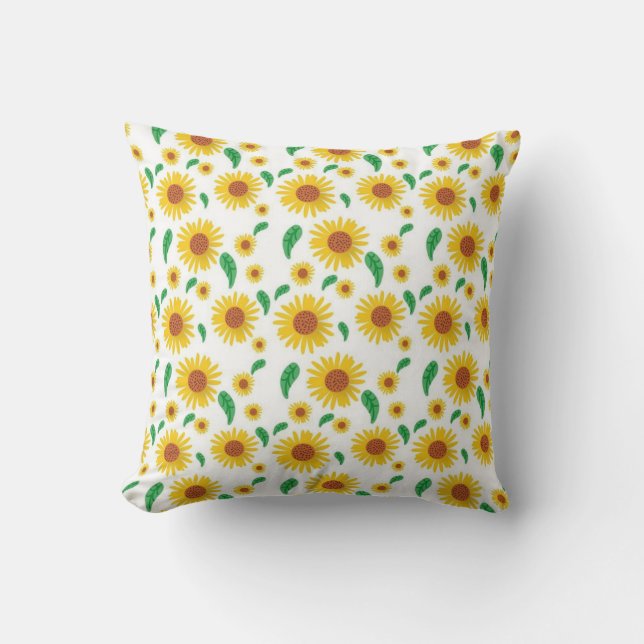 Sunflower Design Pattern Throw Pillow (Front)
