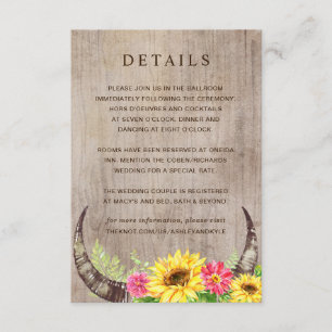 Sunflower Details Card on Wood with Horns