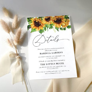 Sunflower Détails du Mariage Cartes de fermeture