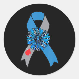 Sunflower Diabetes Awareness Blue Ribbon Supporter Classic Round Sticker