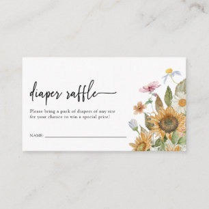 Sunflower Diaper Raffle Enclosure Card
