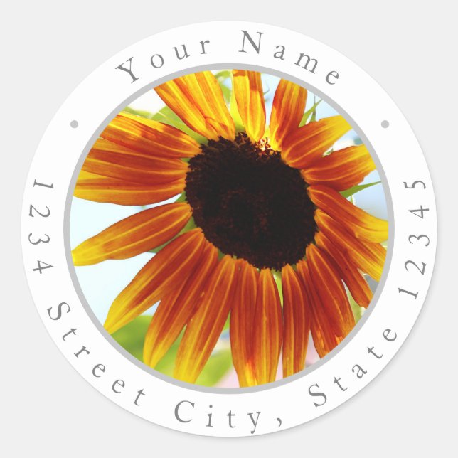 Sunflower Digital Watercolor Labels (Front)