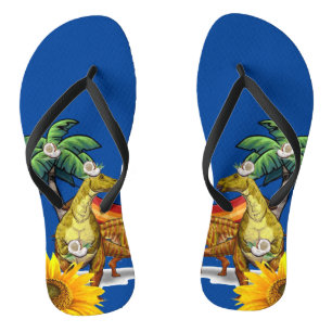 Sunflower Dinosaur  Flip Flops