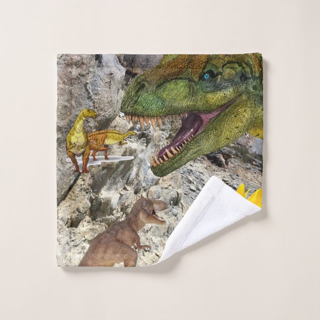 Sunflower Dinosaur Floral  Bath Towel Sets (Wash Cloth)