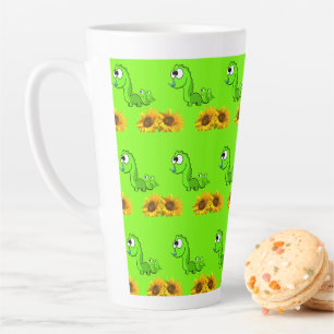 Sunflower Dinosaur  Floral Latte Mug
