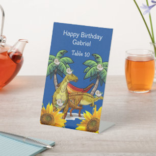 Sunflower Dinosaur Floral Pedestal Sign