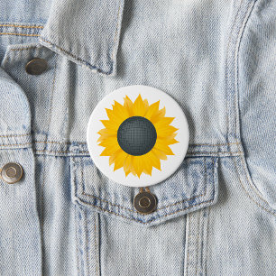 Sunflower Disco Ball Retro Party Vibe 3 Inch Round Button