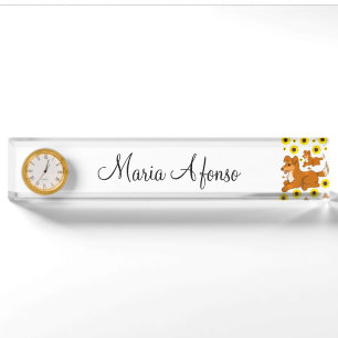Sunflower Dog Desk Nameplate