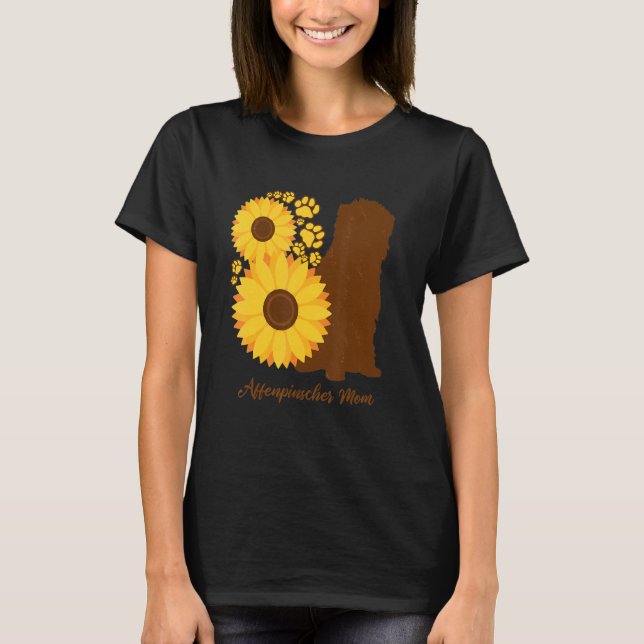 Sunflower Dog Mom - Ape Terrier Affenpinscher T-Shirt (Front)