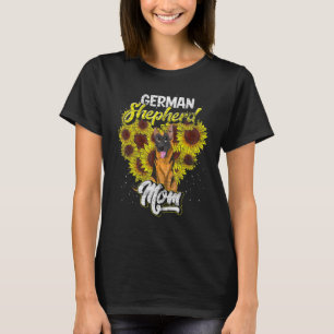 Sunflower Dog Mom Mothers Day Cute German Shepherd T-Shirt