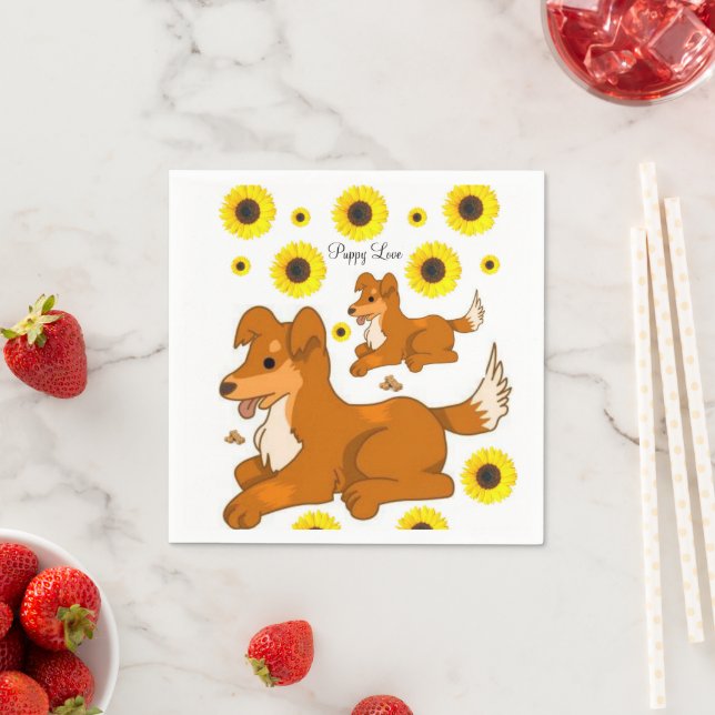 Sunflower Dog Paper Napkins (Insitu)