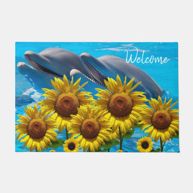 Sunflower Dolphin Door Mat (Front)