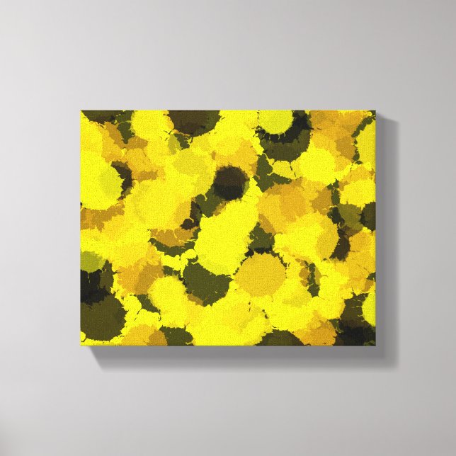 Sunflower Dots abstract art Yellow Brown Black Canvas Print (Front)