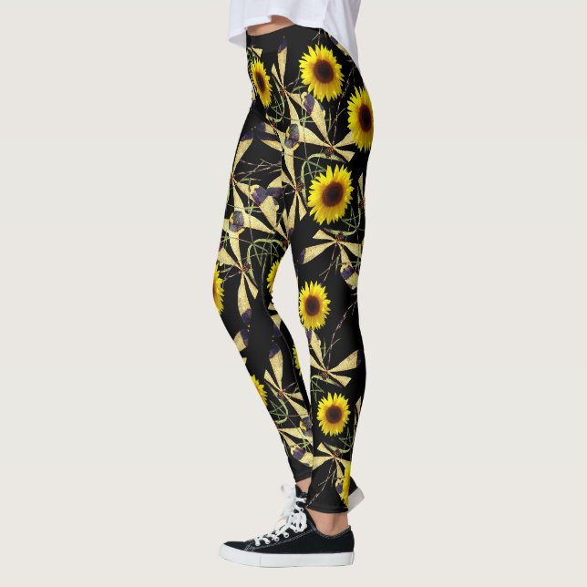 Sunflower Dragenfly  Leggings (Left)