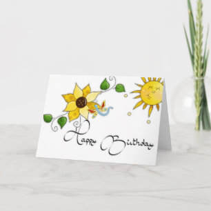 Sunflower Dragonfly Happy Birthday Card
