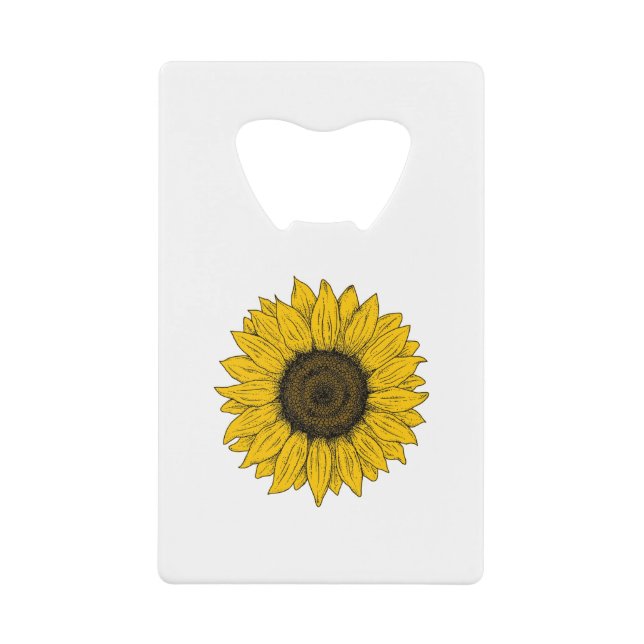 Sunflower Drawing Credit Card Bottle Opener (Front)