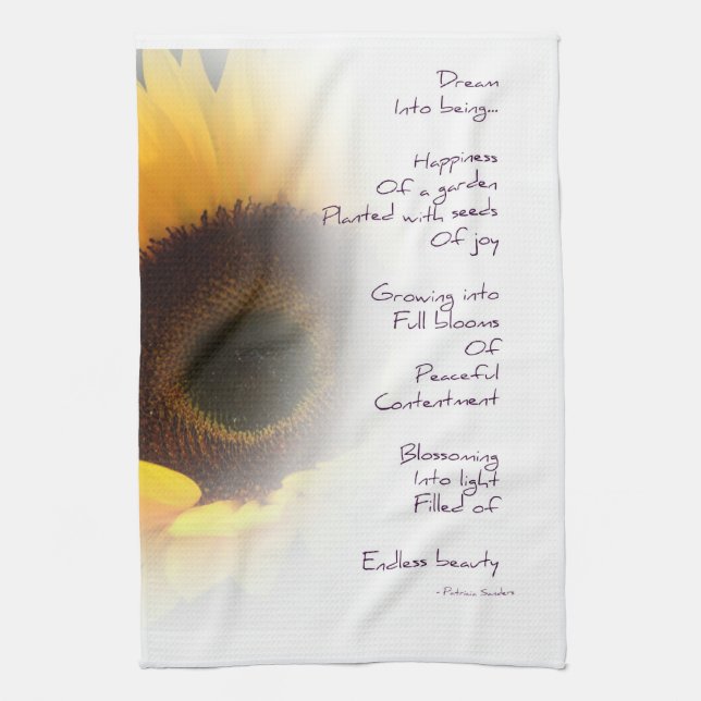 Sunflower Dream Poem Kitchen Towel (Vertical)