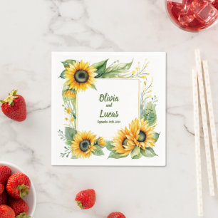 Sunflower Dreams: Personalized Wedding Napkins