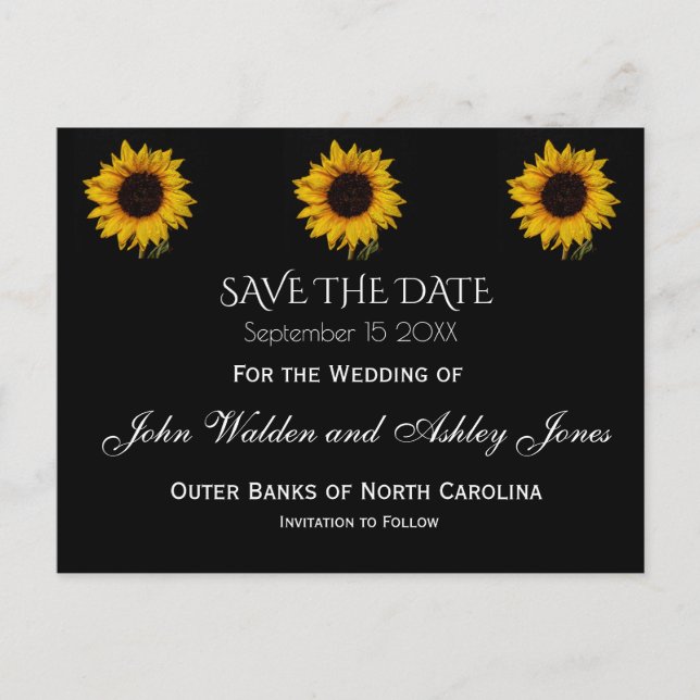 Sunflower Droplets Save The Date Postcard (Front)