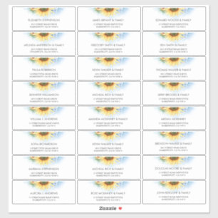 Sunflower Dusty Blue Guest Names Address Labels