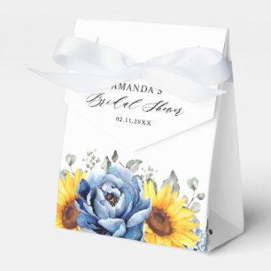 Sunflower Dusty Blue Slate Peony Bridal Shower Favor Box