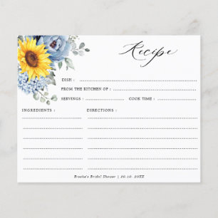 Sunflower Dusty Blue Slate Peony Floral Recipe