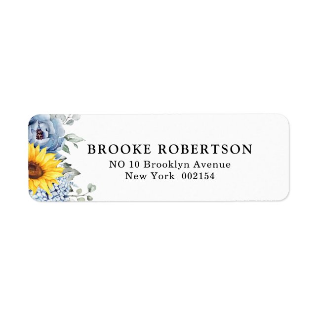 Sunflower Dusty Blue Slate Peony Floral Wedding (Front)