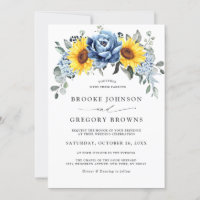 Sunflower Dusty Blue Slate Peony Floral Wedding
