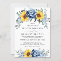 Sunflower Dusty Blue Slate Peony Floral Wedding