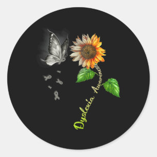 Sunflower Dyslexia Awareness Classic Round Sticker