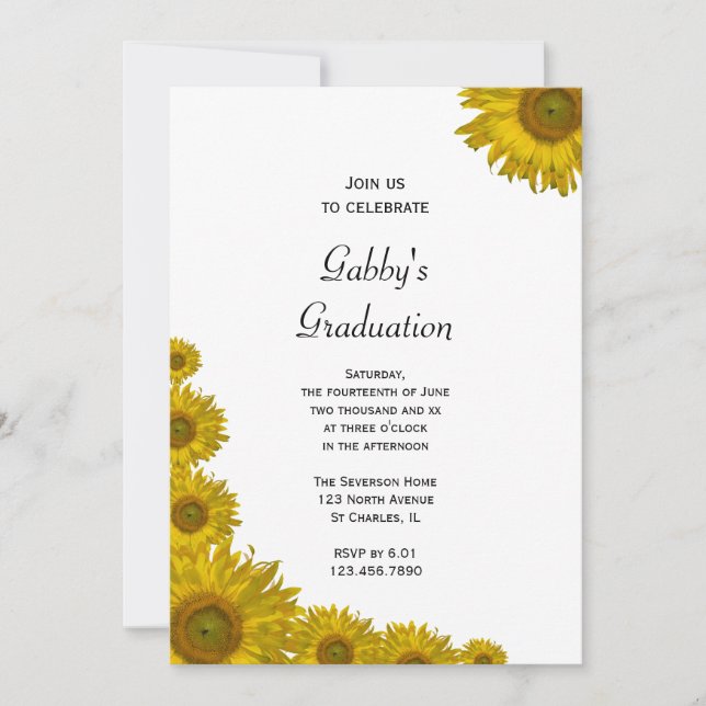 Sunflower Edge Graduation Party Invitation (Front)