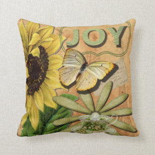 Sunflower & Eiffel Tower Throw Pillow