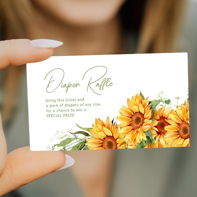 Sunflower elegant baby shower diaper raffle ticket enclosure card (Creator Uploaded)