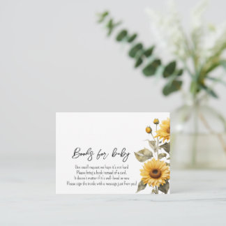 Sunflower Elegant Boho Baby Shower Books for Baby Enclosure Card