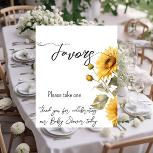 Sunflower Elegant Boho Floral Baby Shower Favours Poster
