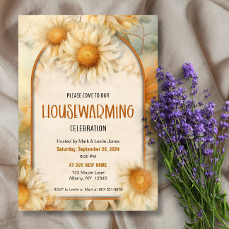 Sunflower Elegant Floral Housewarming Party  Invitation