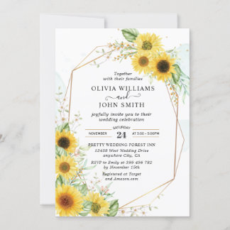Sunflower Elegant Romantic Greenery - F030 Invita Invitation