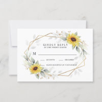 Sunflower Elegant Rustic Geometric Gold Wedding