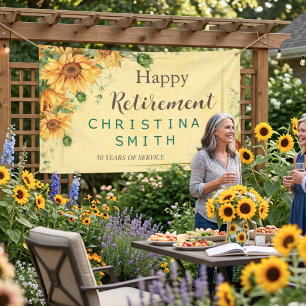Sunflower Elegant Watercolor Retirement Party Banner