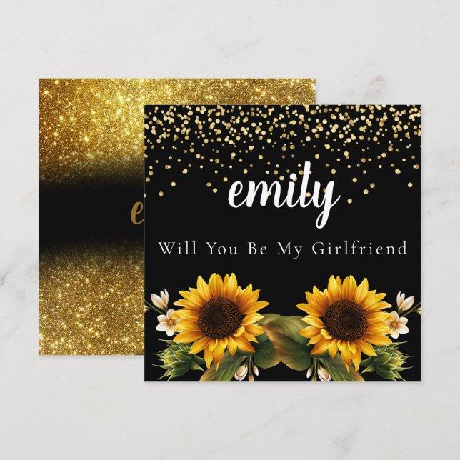 Sunflower Elegant Will You Be My Girlfriend Card (Front/Back)