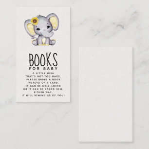Sunflower Elephant Baby Shower Books for Baby  Enclosure Card