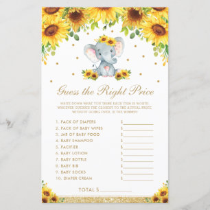 Sunflower Elephant Guess Right Price Shower Game