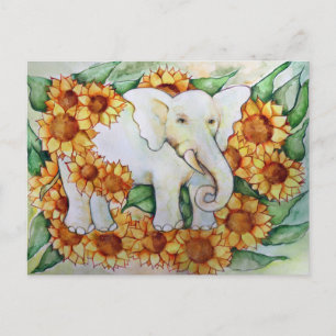 Sunflower Elephant Postcard