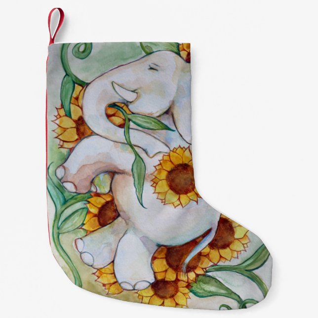 Sunflower Elephant Small Christmas Stocking (Front)