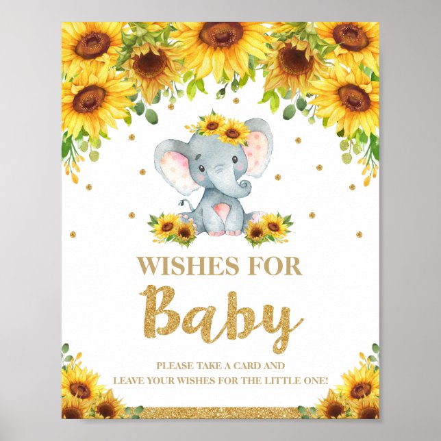 Sunflower Elephant Wishes for Baby Sign Activity (Front)