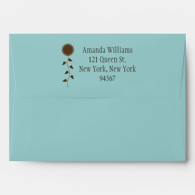 Sunflower Envelope on Blue (Back (Top Flap))