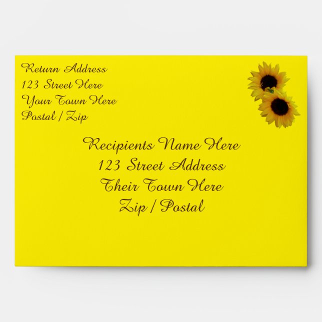 Sunflower Envelopes Custom Greeting Card Envelope (Front)