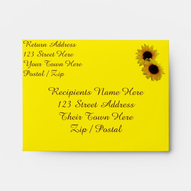 Sunflower Envelopes Personalized RSVP Envelope (Front)