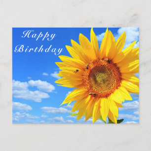 Sunflower et abeilles sur le ciel bleu Carte d'ann